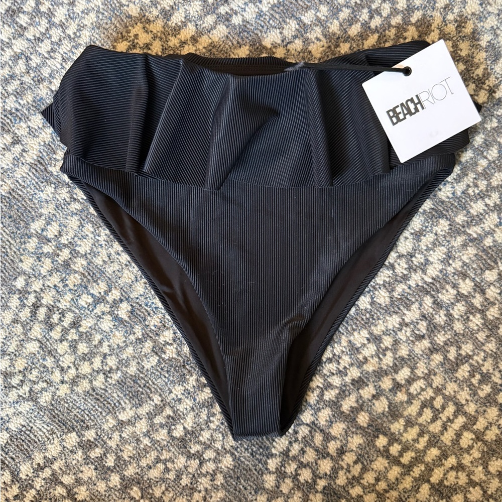 Beach Riot Black Ribbed Bikini Bottom - Picture 3 of 6